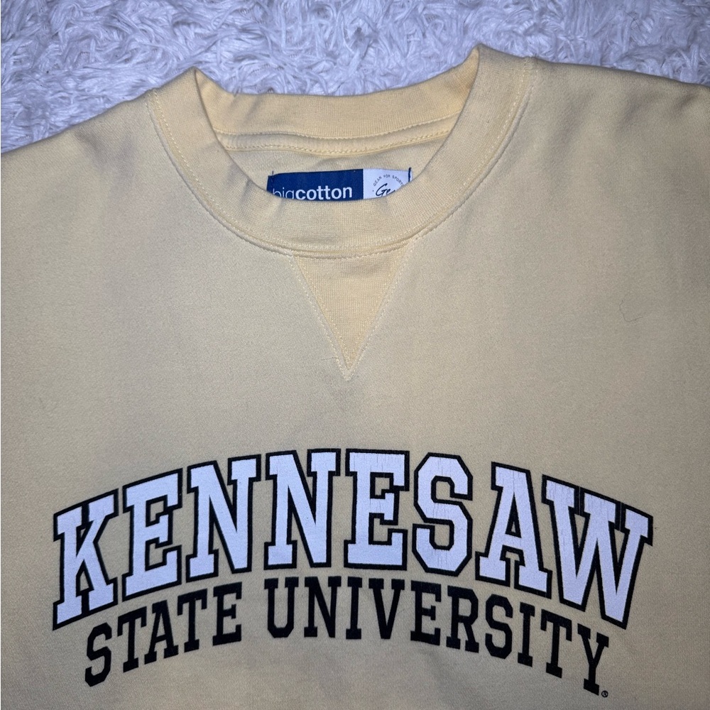 Gear For Sports Kennesaw State University KSU Crew Neck Sweatshirt Pale Yellow - Picture 4 of 10